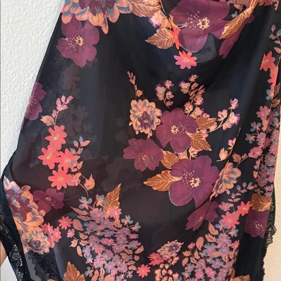 Free People Black and Purple Lace and Mesh Slip - Picture 6 of 12